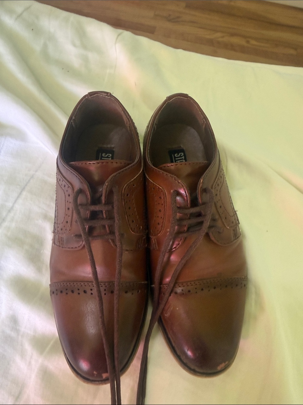 Stacy Adams Brown Leather Wingtip Oxfords - kids